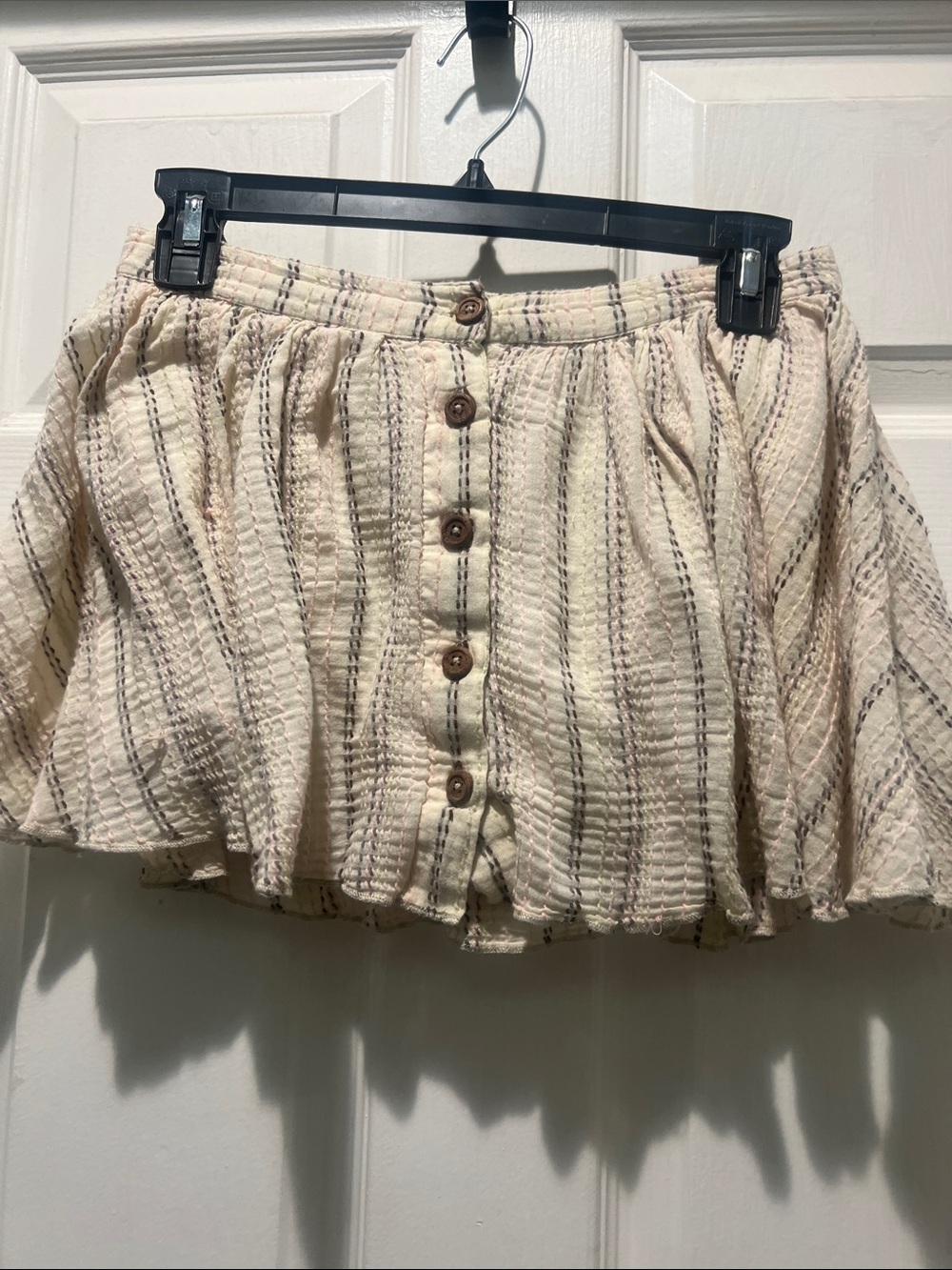 Kimchi Blue Cream Textured Button-Front Circle Skirt